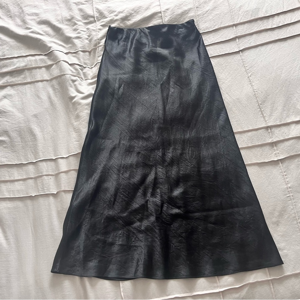 Babaton Black A-Line Satin Skirt